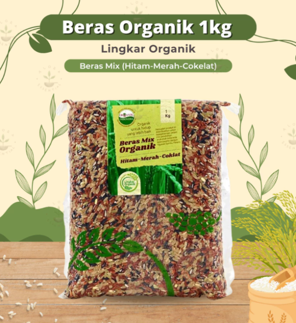 Lingkar Organik Beras Mix Organik (Hitam - Merah - Coklat) 1 kg - Beras Mix Organik