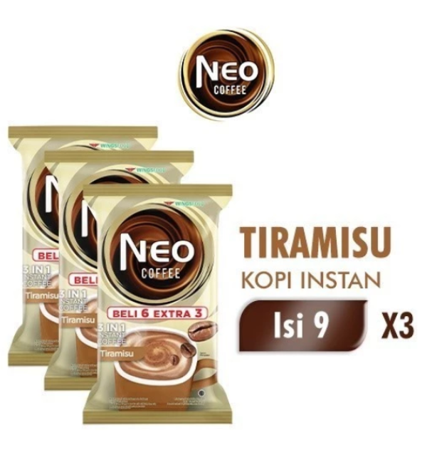 Neo Coffee Kopi Instan Tiramisu Pack 20 gr isi 6 + 3 pcs x3