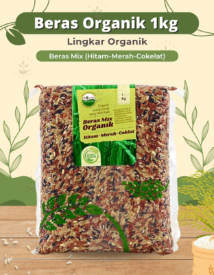 Lingkar Organik Beras Mix Organik (Hitam - Merah - Coklat) 1 kg - Beras Mix Organik